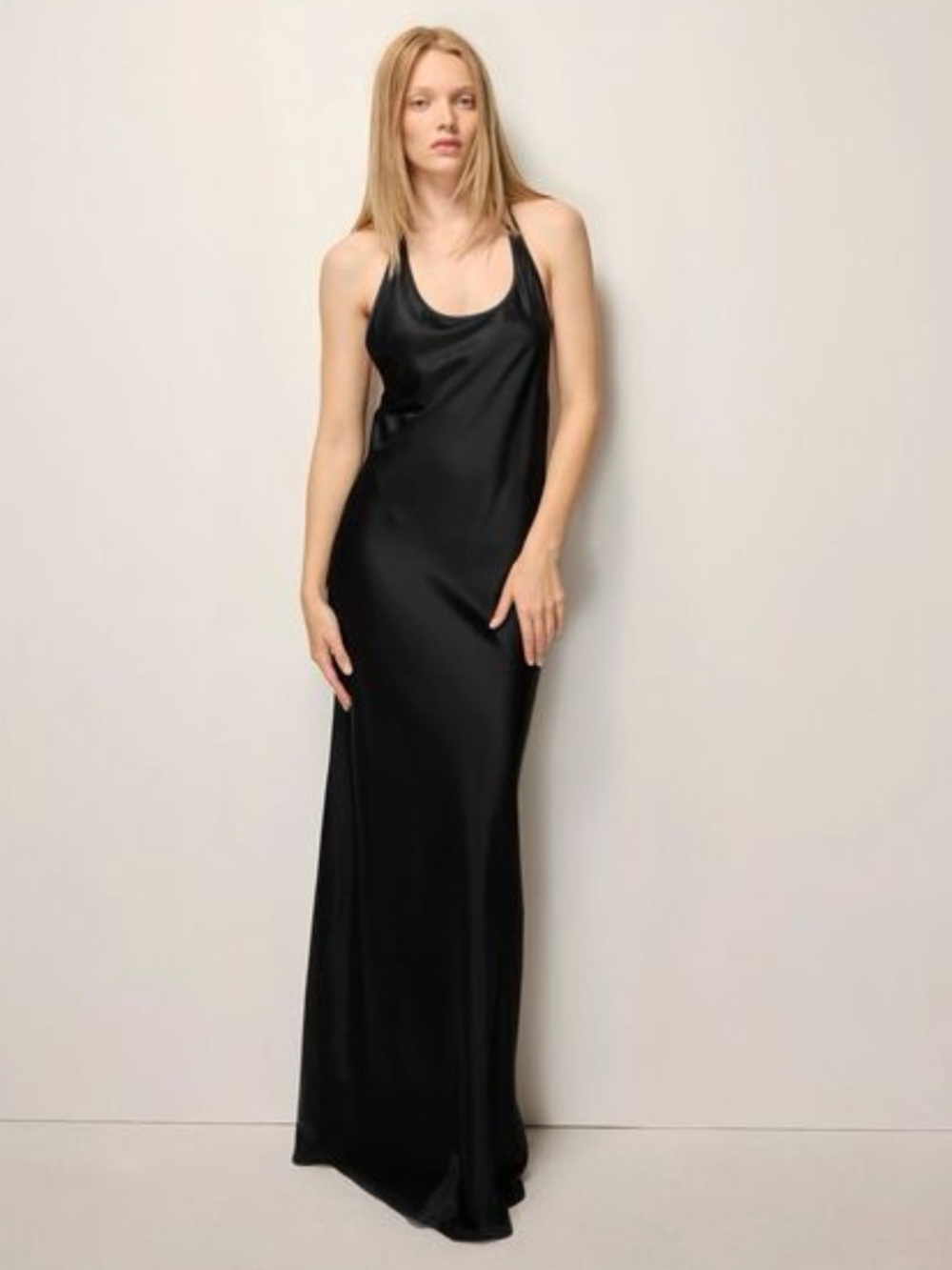 NWT KHY BLACK SATIN ASYMMETRICAL GOWN - SIZE SMALL - NEVER WORN